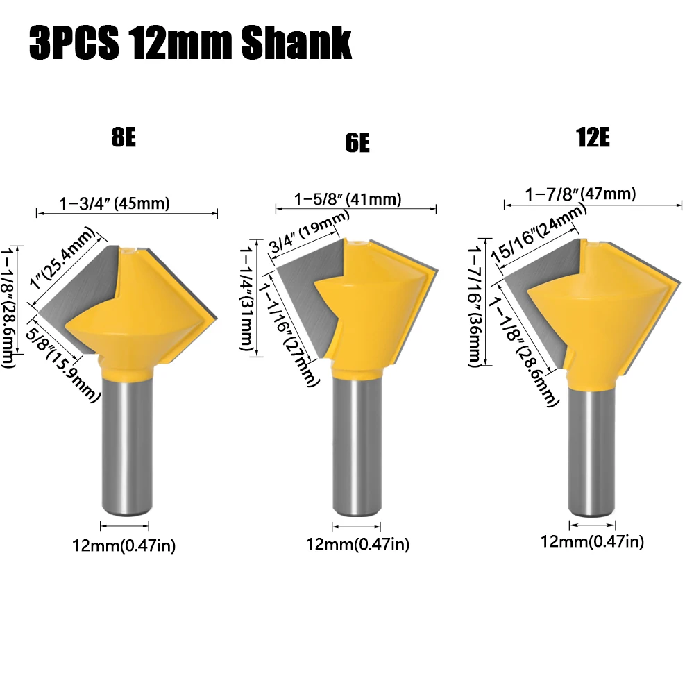 

1 шт. хвостовик 1/2 дюйма, хвостовик 12 мм, 8 мм, шестисторонний, 8-сторонний, 12-сторонний, 16-сторонний, многосторонний клей, фреза, насадка Se