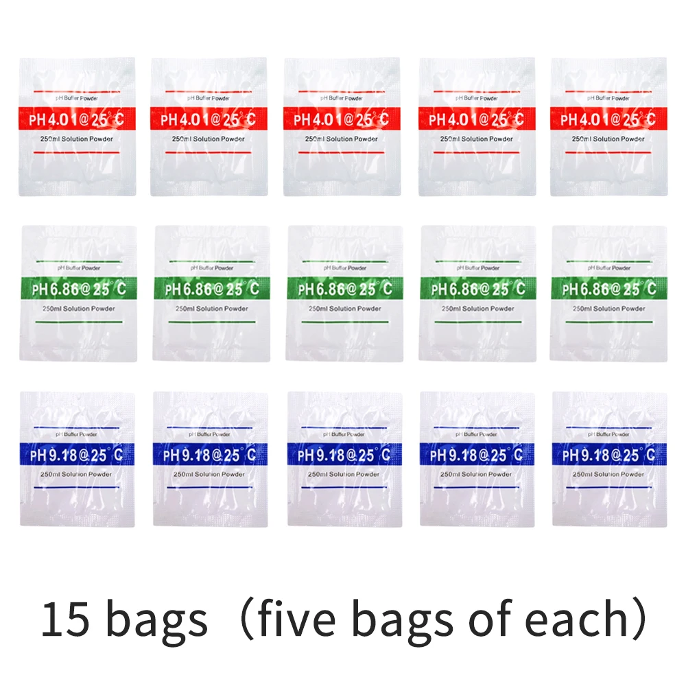 

15 шт. PH4.01 PH6.86 PH9.18 PH Калибровочная коррекция буфера порошкового раствора Точность 0,01PH Тестовая мера для измерения PH-тестера