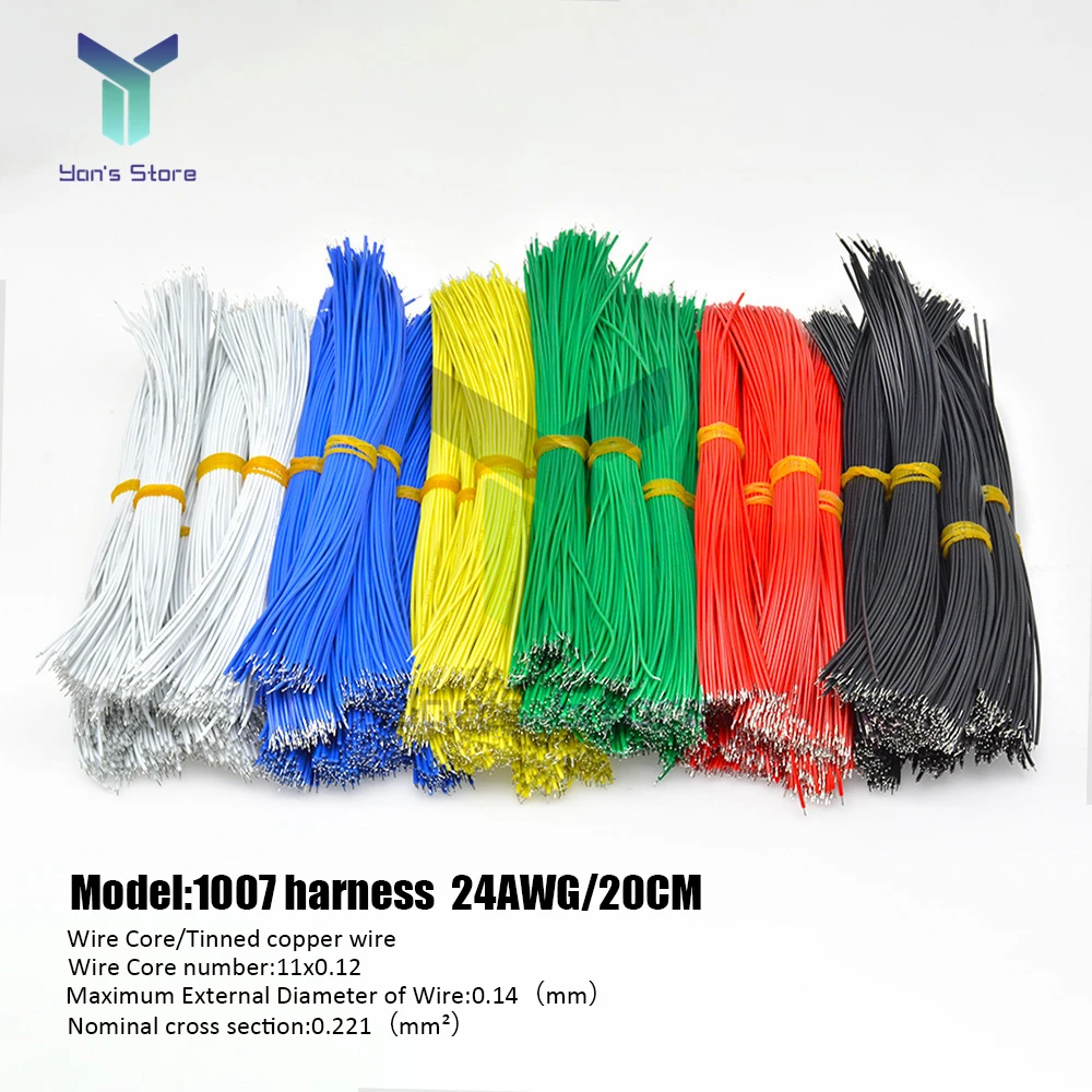 

100Pcs/lot UL1007 Wire 24AWG Tin-Plated Breadboard PCB Solder Cable Fly UL1007 Jumper Electric Wire Tin Conductor Connector Wire
