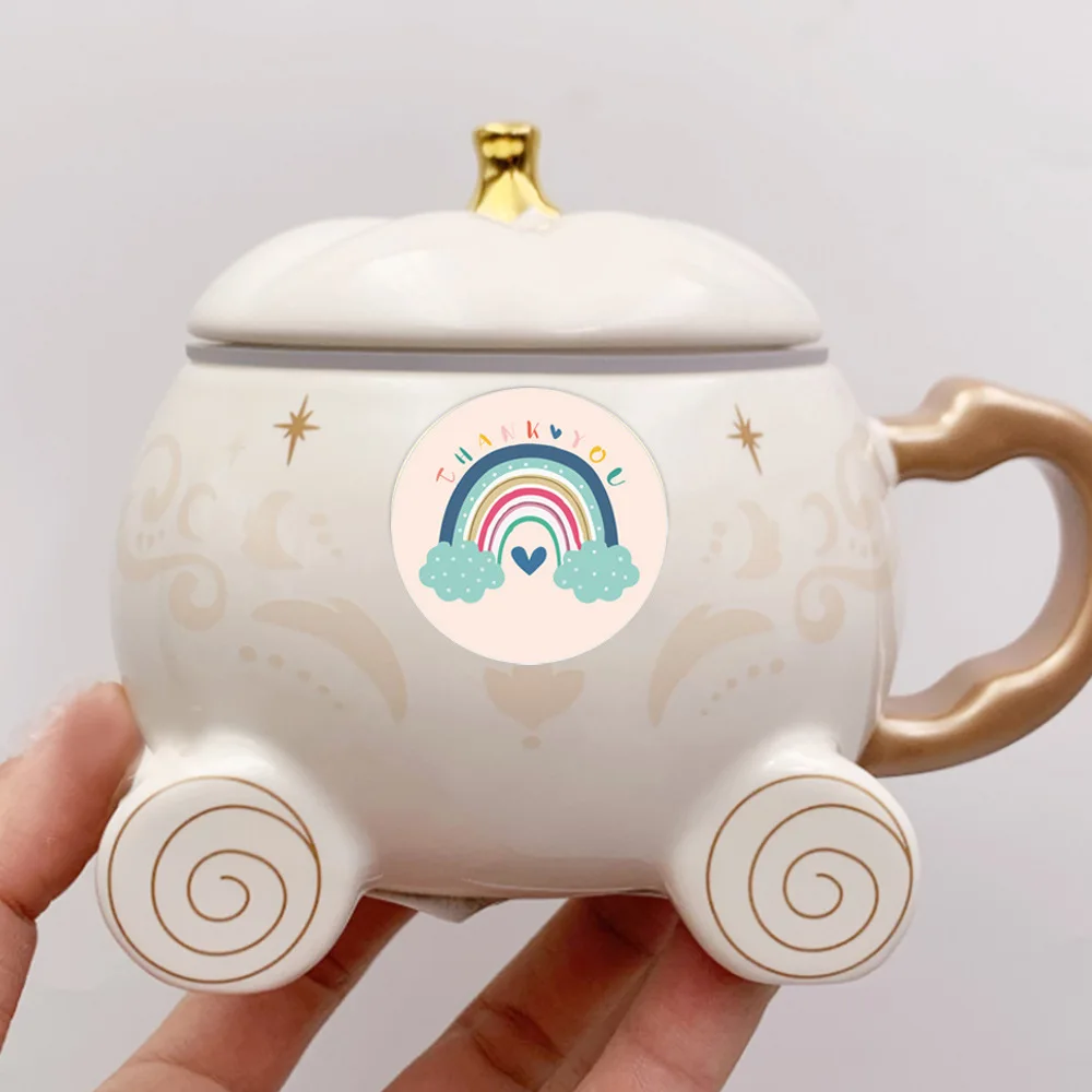 50-500 шт. Милая Радужная наклейка с мультяшным рисунком 1 дюйм спасибо наклейки для