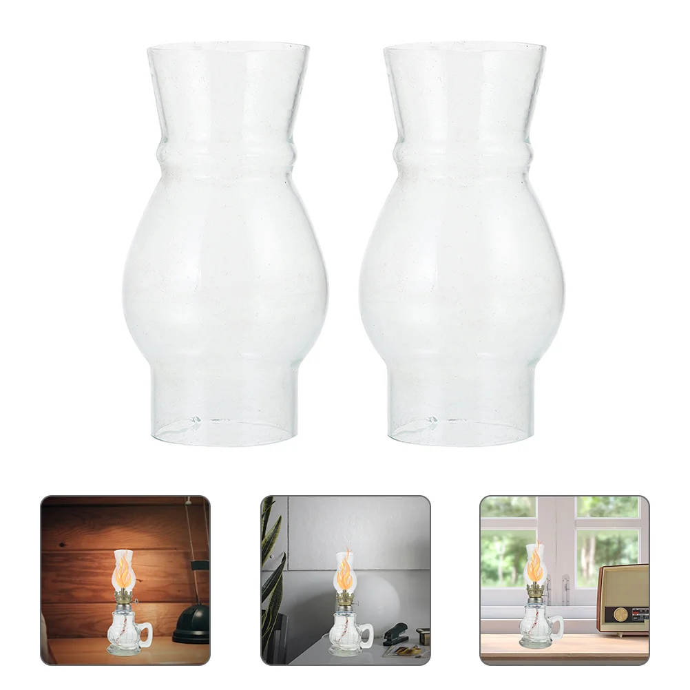 2pcs Oil Lamp Cover Glass Lampshade Retro Style Wall Light Cover Accessory