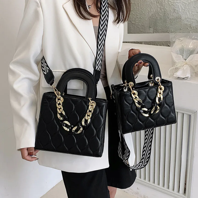 Роскошные брендовые сумки для женщин, классические квадратные кожаные сумки-тоуты, женская сумка через плечо с широким ремешком, модная женская сумка высокого качества