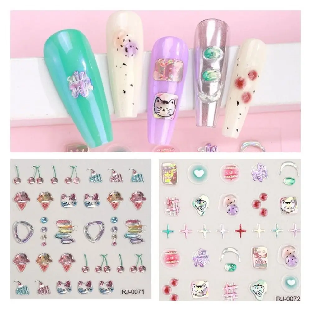 5D тисненные наклейки для дизайна ногтей желейная текстура полупрозрачные