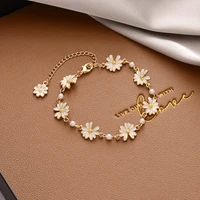 trend daisy bracelets on hand chains flower bangles for women fashion jewelry hanging earring pendiente joyero gifts