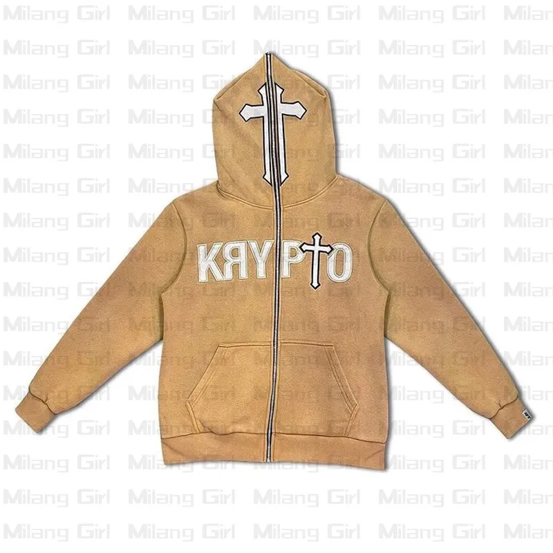 Толстовка Y2K мужская с капюшоном и надписью свитшот на молнии длинным рукавом