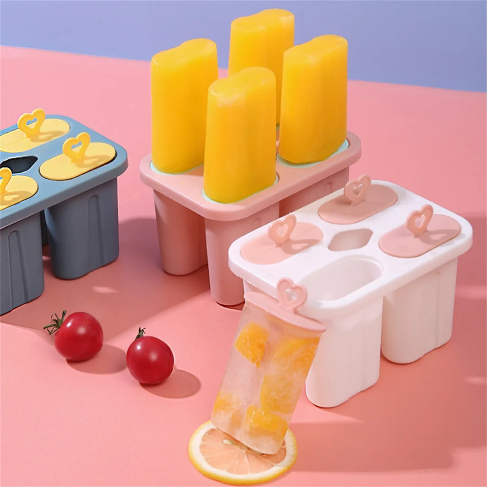 

Ice Cream Mold 4 Grids Popsicle Molds With Lids Reusable Ice Mould Homemade Ice Making Box Summer Kitchen Bar Essential Gadgets