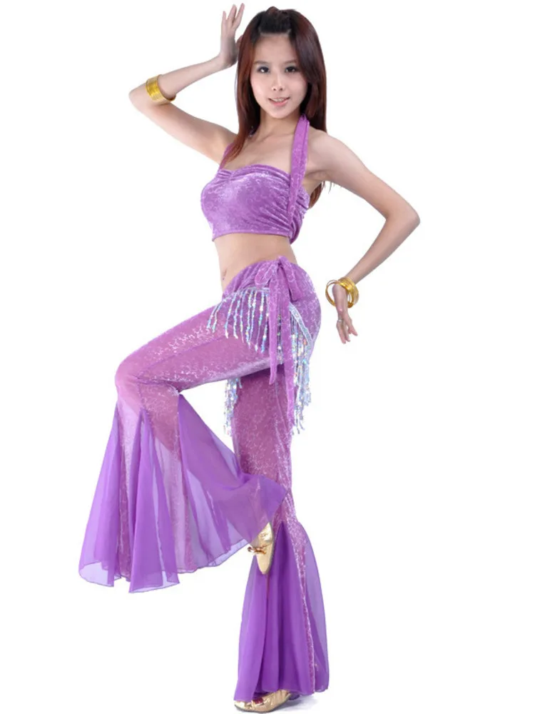 

Solid Color Oriental Dancing Costume Belly Dance Suit Performance Jazz Tassel Modern Wear Urban Latin Clothes Classical Top Pant