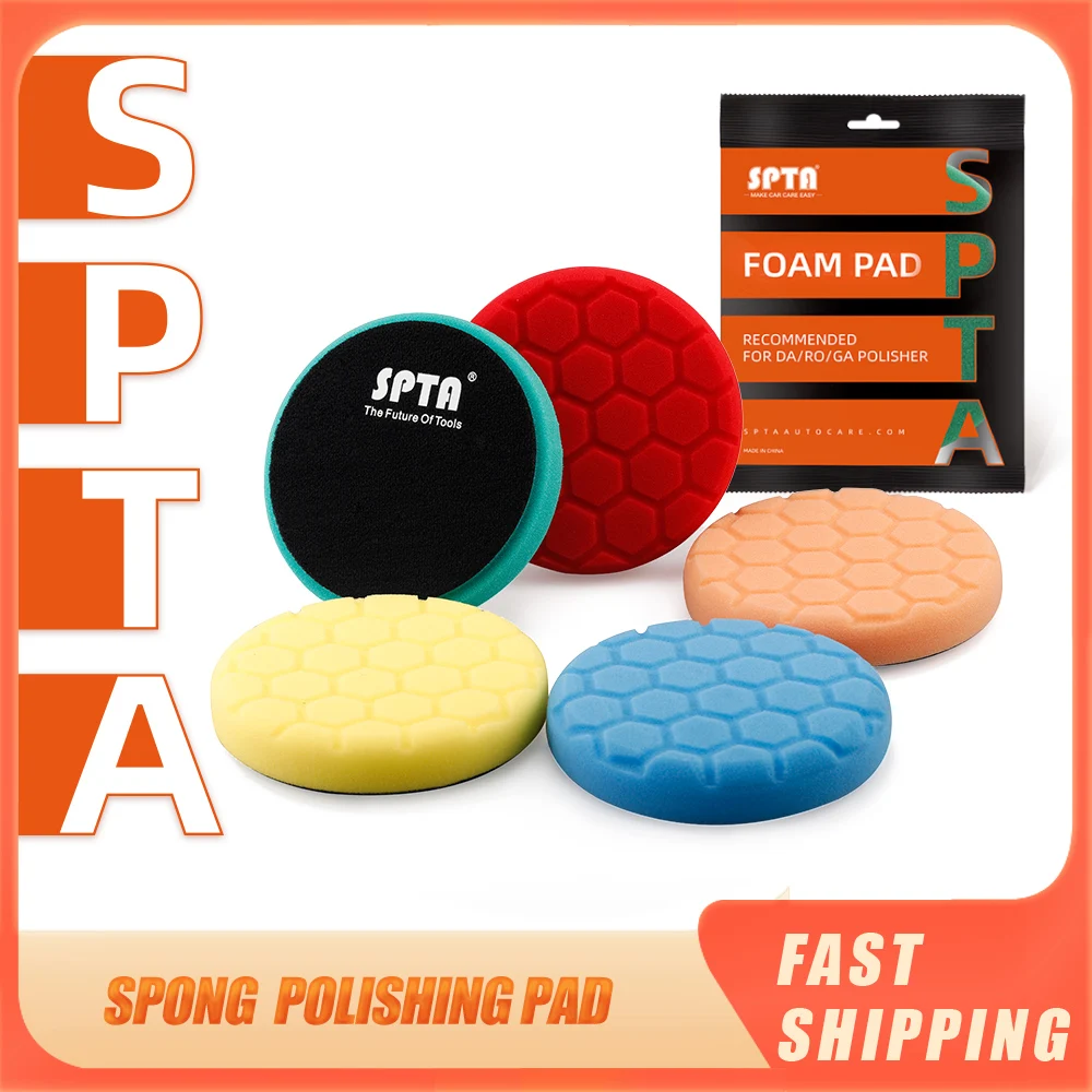 

SPTA 2Pcs-5Pcs 3/5/6/7 inch Car Polishing Disc Buffing Polishing Pads Self-Adhesive Waxing Foam Polishing Pad For DA/RO Polisher