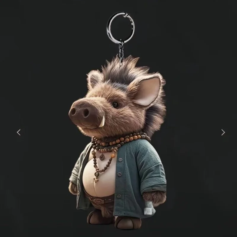 Фото Черный миф: Wukong физический окружающий Bajie Pig Bajie кулон плюшевая кукла модель брелок автомобиль маленький кулон автомобильный ключ игрушка на день рождения №2