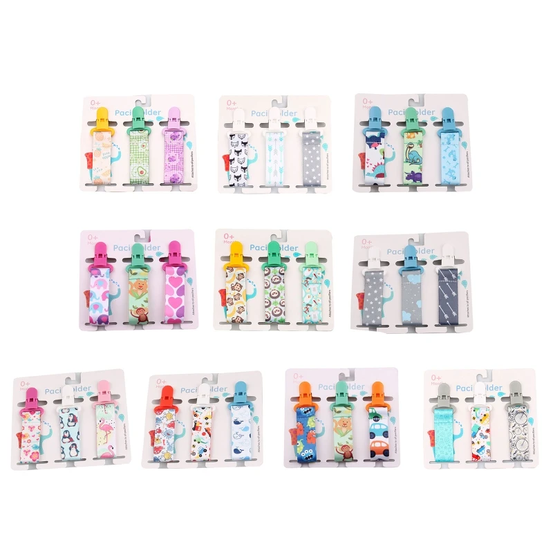 

Cartoon Print Baby Pacifier Chains 3pcs/set Dummy Nipples Holder Pacifier Clip