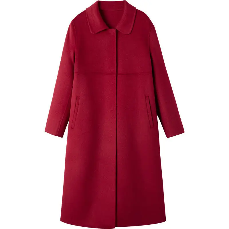 

Белое шерстяное пальто, женское осеннее кашемировое пальто средней длины 2023, Женская свободная японская верхняя одежда, повседневная классическая верхняя одежда A285