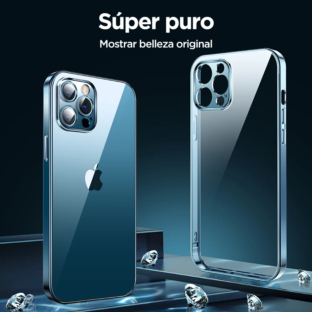 Luxury Clear Case For iPhone 14 13 12 Pro Max Hard PC+TPU Anti Yellow Full Lens Protective Transparent Cover For iPhone 14 Case