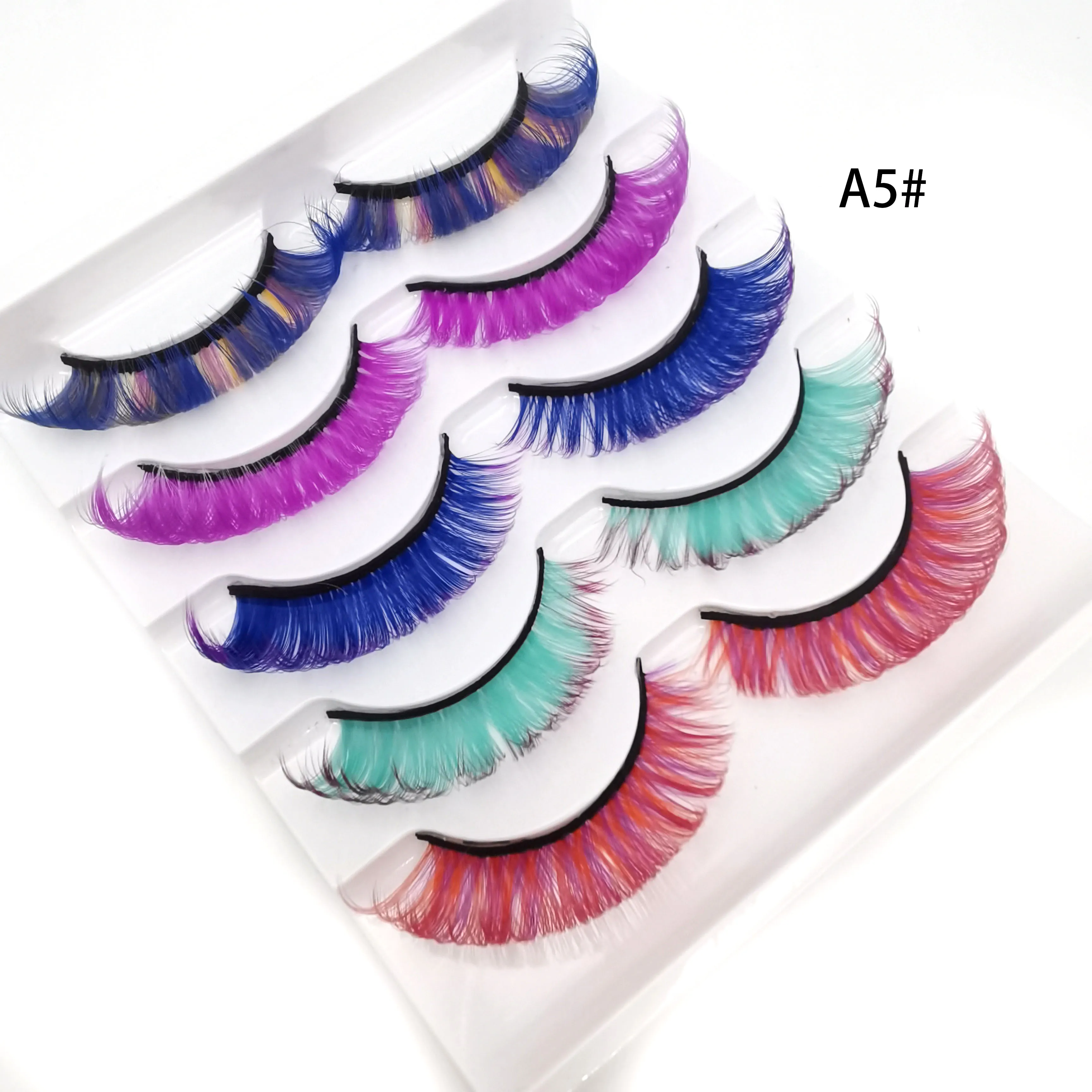 

3D Color False Lashes Ombre Natural Long Colorful Eyelashes Dramatic Makeup Fake Lash Party Colored Lashes for Cosplay Halloween