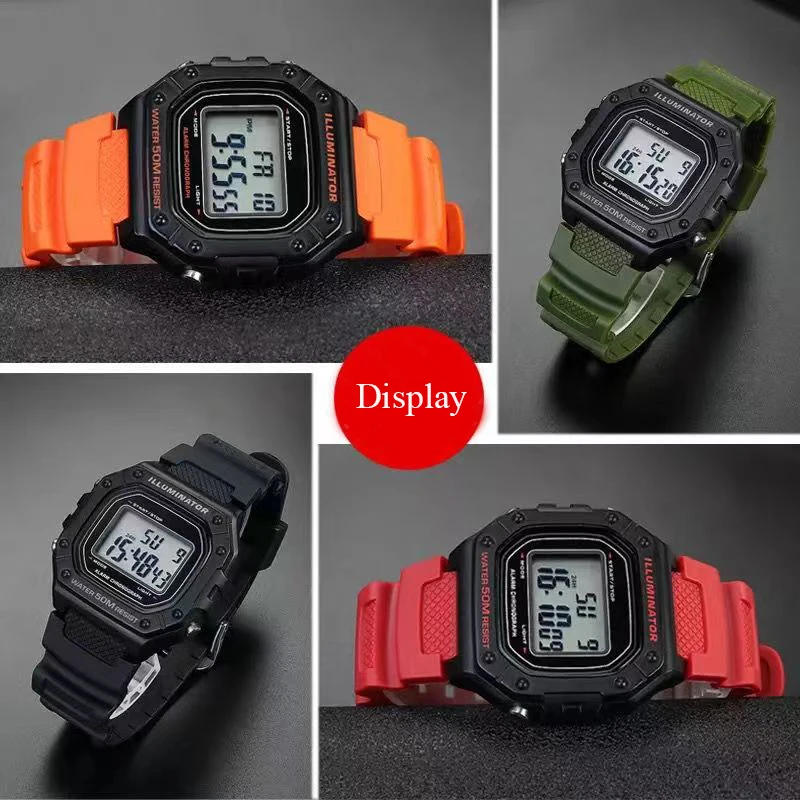 Rubber Watch Strap for Casio AQ-S810W/S800W AE-1000W SGW-400H/300H/500H W-735H Silicone Black Pin Buckle Wrist Band Bracelet