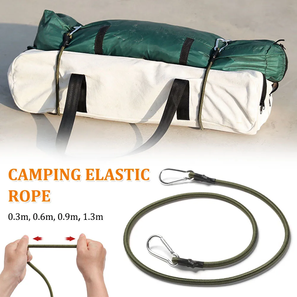 

30-120cm Heavy Duty Bungee Cord Tie Strap String with Carabiner Hooks Kayak Cycling Luggage Accessory Camping Cord Tie Strap