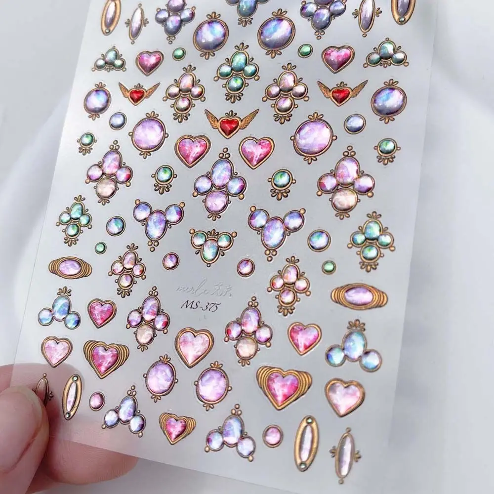 

1PC Bronzing Retro 3D Jelly Nail Stickers Love Heart Funny Nail Decals Nail Decorations Self Adhesive Manicure Accessories
