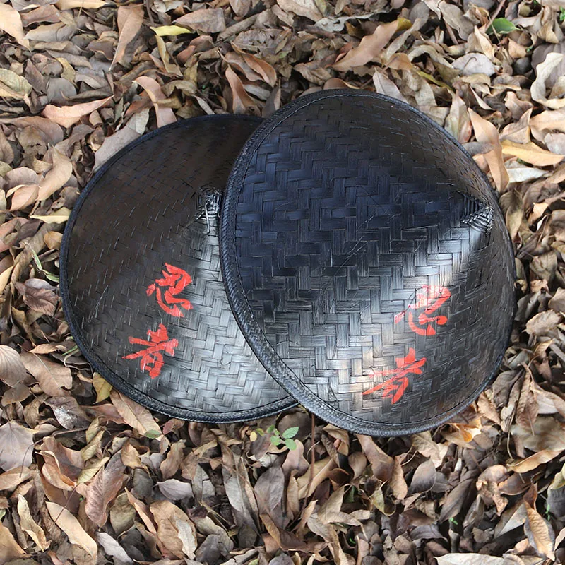 Черная Бамбуковая Шляпа в китайском стиле кунг-фу бамбуковая плетеная шляпа