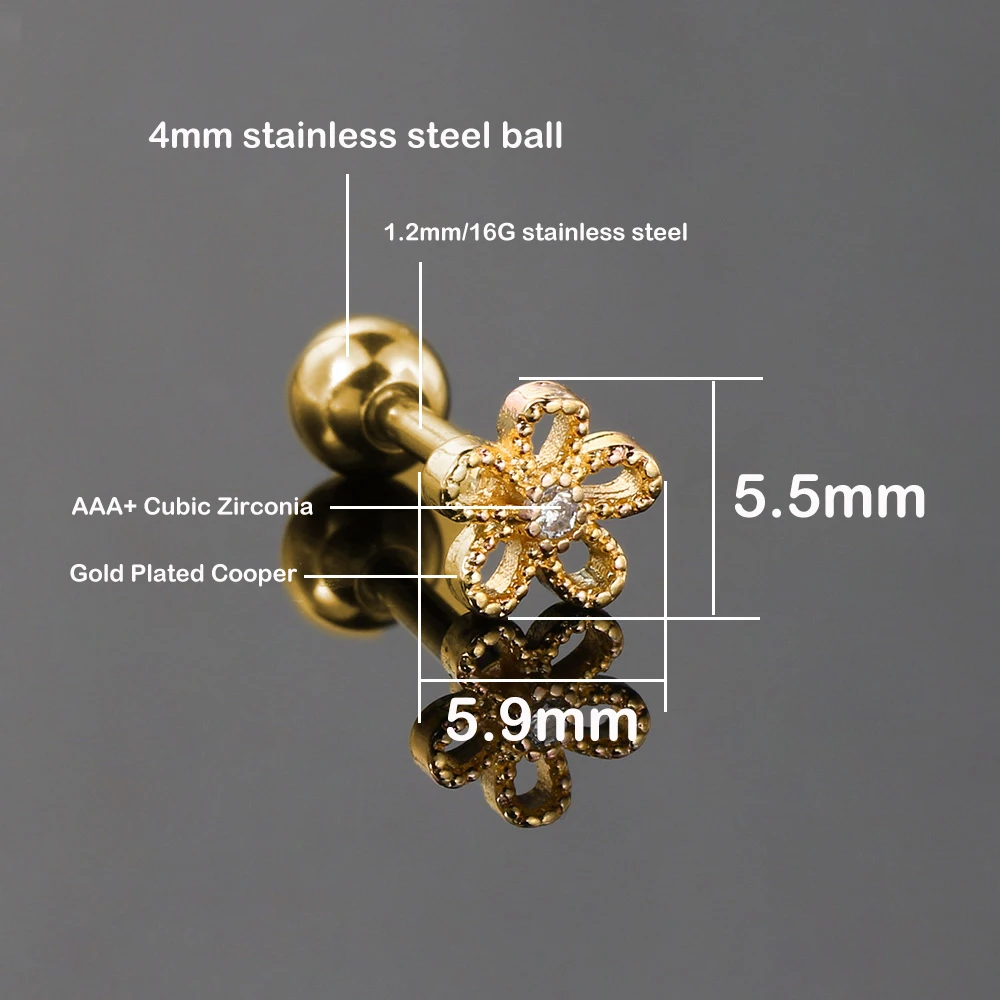 1PC полые сережки для девочек из розового золота цвета ослепительный кубический