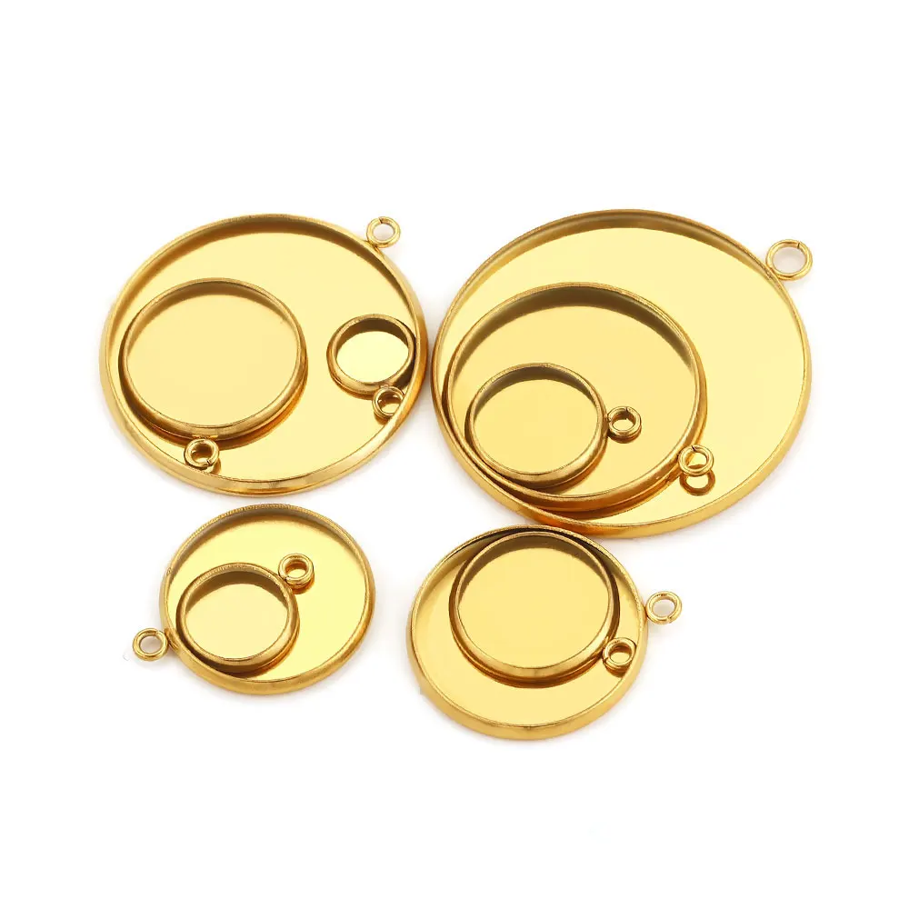 

10Pcs Fit 6/8/10/12/14/16/18/20/25/30mm Stainless Steel Cabochon Bracelet Bases Blank Bezel DIY Cabochons For Jewelry Making