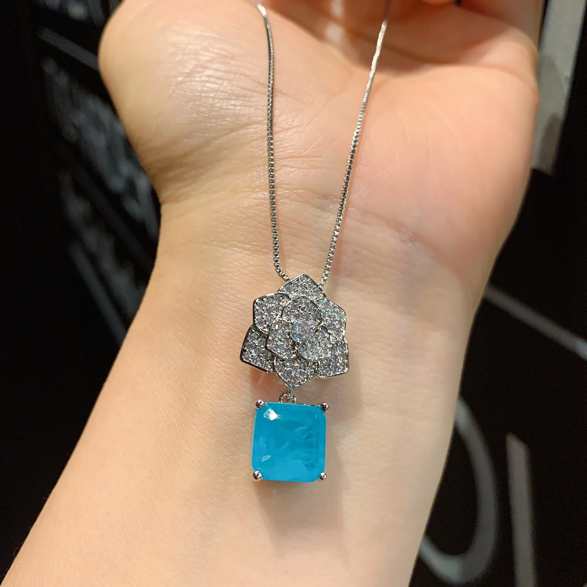 Квадратная Подвеска из драгоценного камня Paraiba 10*10 мм ожерелье серьги в виде
