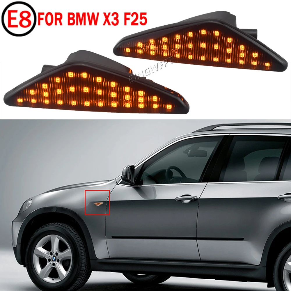 

BINGWFPT For BMW X5 E70 X6 E71 E72 X3 F25 Sequential Lamp Blinker 2008-2014 Dynamic Flowing LED Side Marker Turn Signal Light