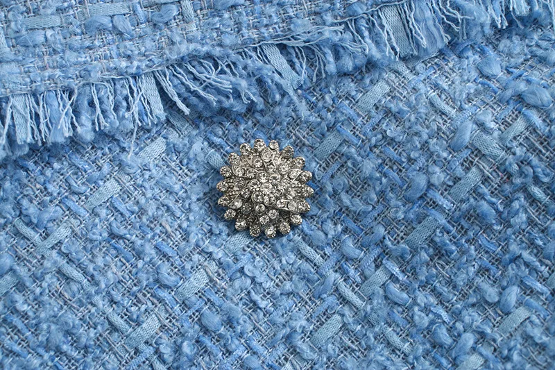 2021 Fashion Solid Loose Blazer Autumn Casual Double Breasted Streetwear Spring Tweed Blue Blazers Jackets Cool Girls Chic Coat