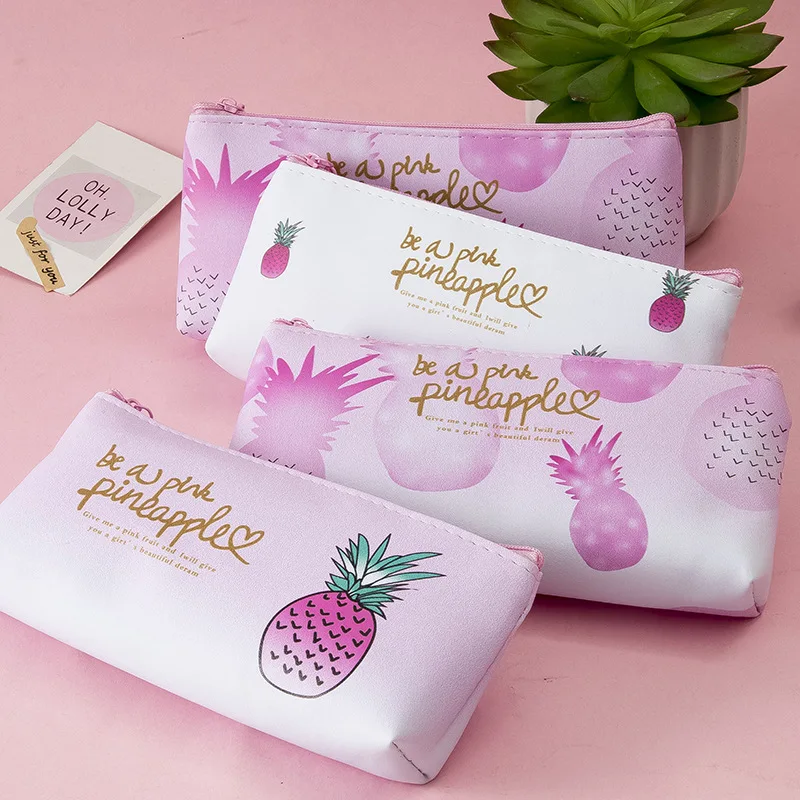 

16 шт./партия, пенал из ПУ кожи с ананасами