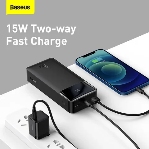 Baseus 30000 мАч Power Bank Портативное зарядное устройство Внешний аккумулятор Пакет быстрой зарядки Powerbank для POCO Xiaomi mi PoverBank