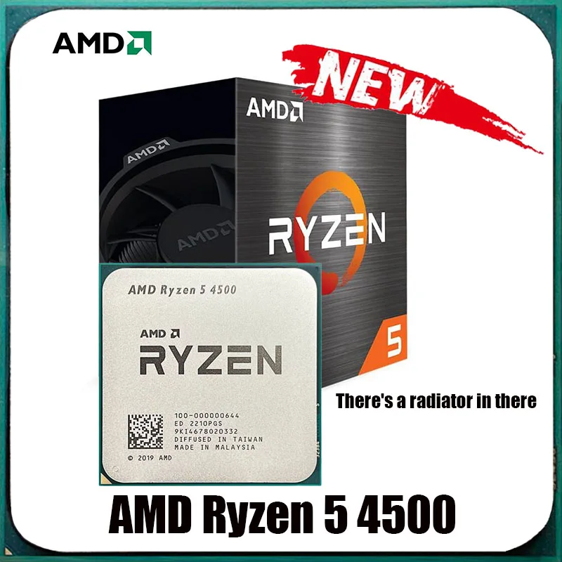 

NEW CPU AMD Ryzen 5 4500 R5 4500 3.6 GHz 6-Core 12-Thread Processor 7NM L3=8M central processing unit Socket AM4 With radiator