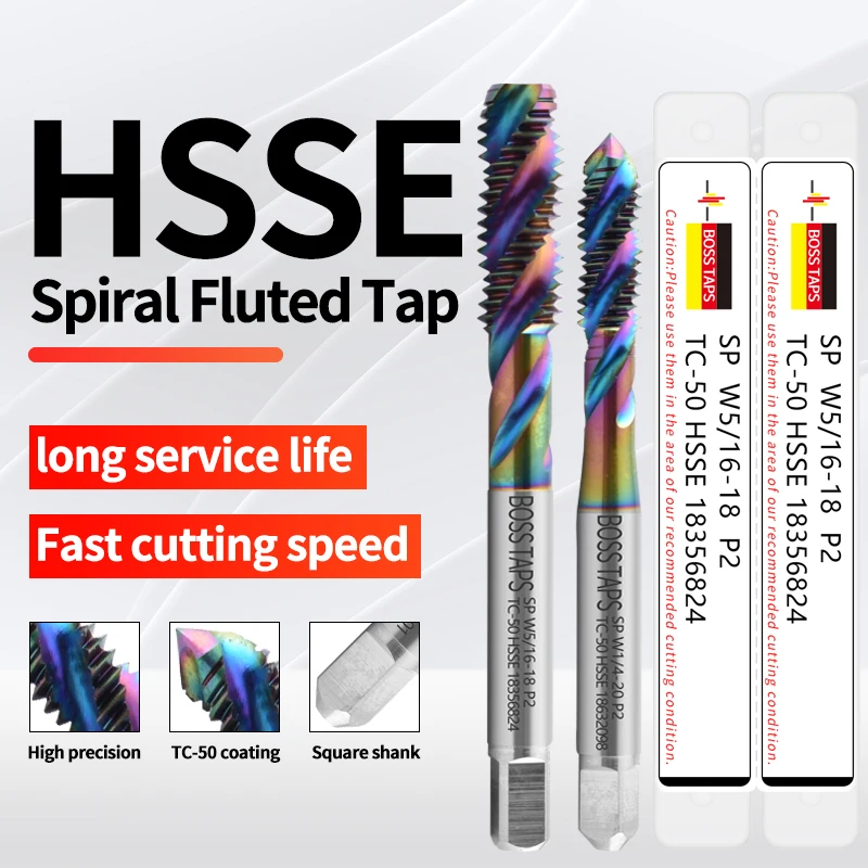 ЛЕНТЫ BOSS HSSE-M35 Стандартный спиральный рифленый метчик JIS W 1/8 5/32 3/16 7/32 1/4 5/16 3/8 7/16 1/2 5/8