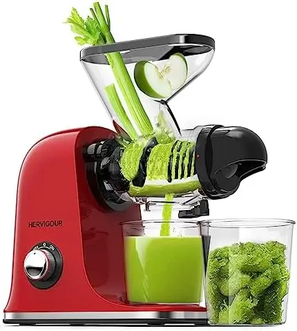 

Masticating Juicer Machine, 3.2" Wide Chute Cold Press Juice Extraction for Fruits and Vegetables, BPA-Free and Easy to Clea