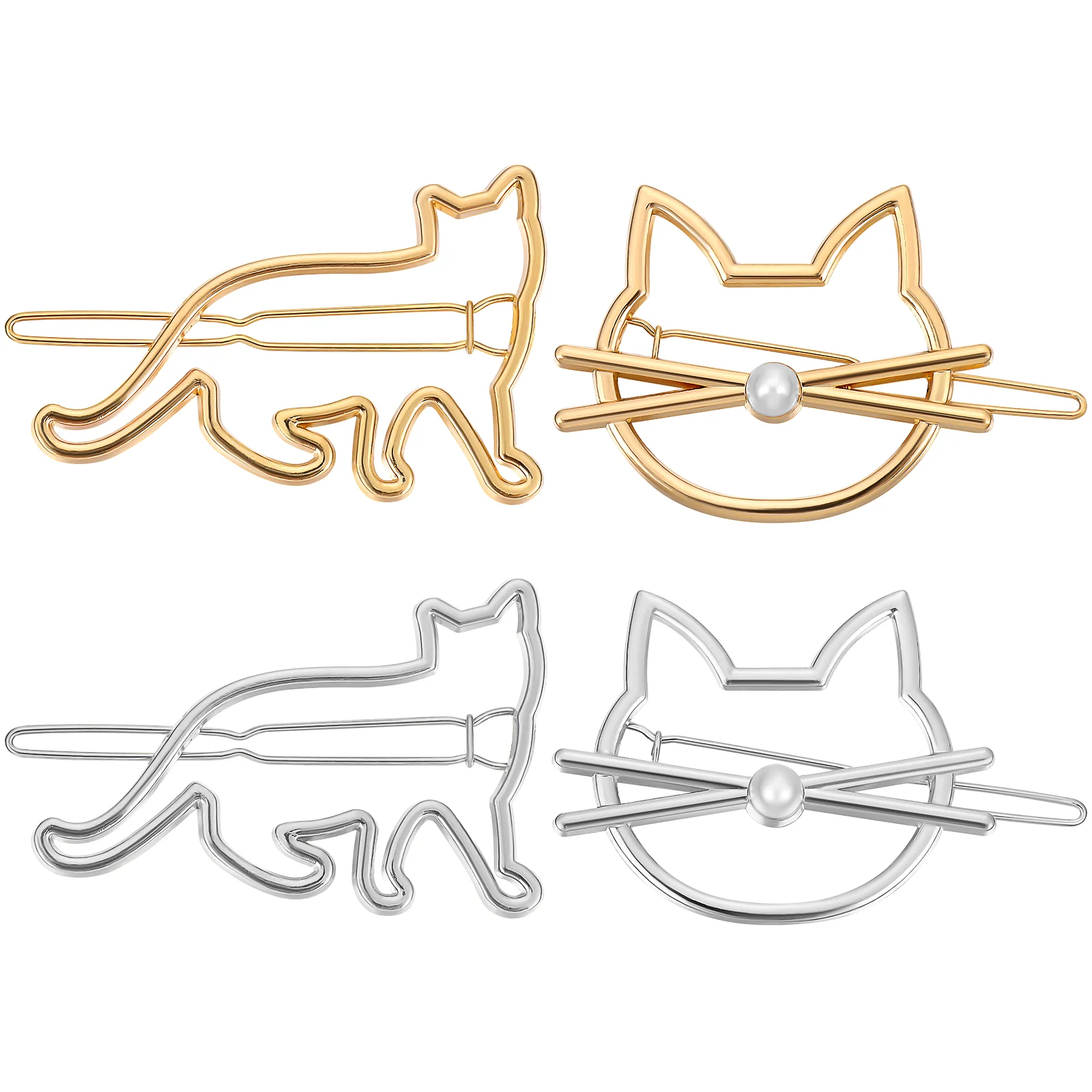 

4 Pcs Cat Shaped Hair Clips Metal Hair Barrettes Hair Bangs Clips for Women and Girls
