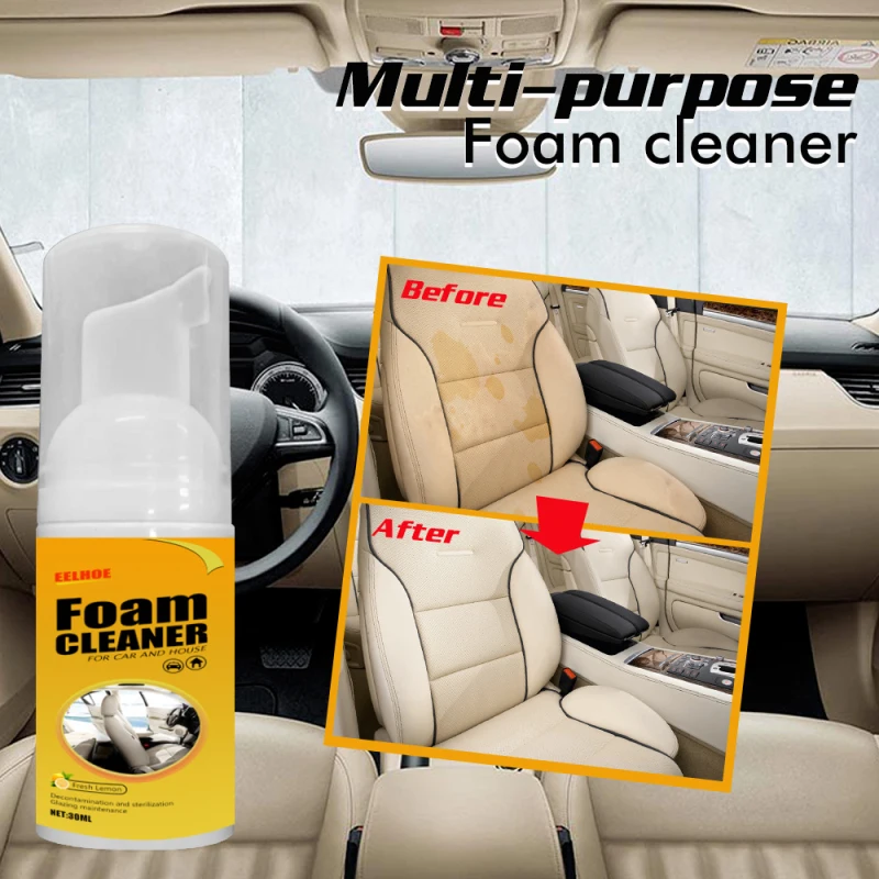 

30ml Foam Cleaner Spray Multi-purpose Car Interior Cleaner Automotive Seat Leather Interior Parts Home Cleaning Foam Spray