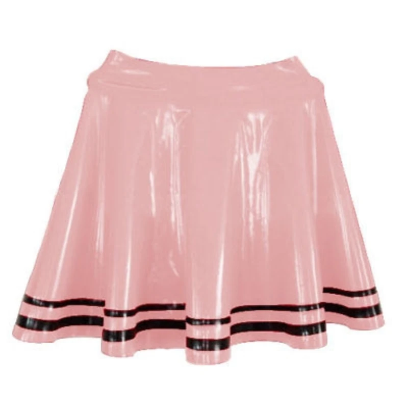 

100% Latex Rubber Women Sexy Mini fluffy skirt Pink and Black Size XXS-XXL