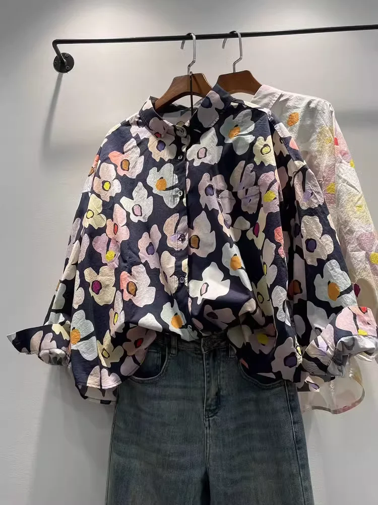 Бюст 144 см топы большого размера женские осенние японские модные рубашки в стиле