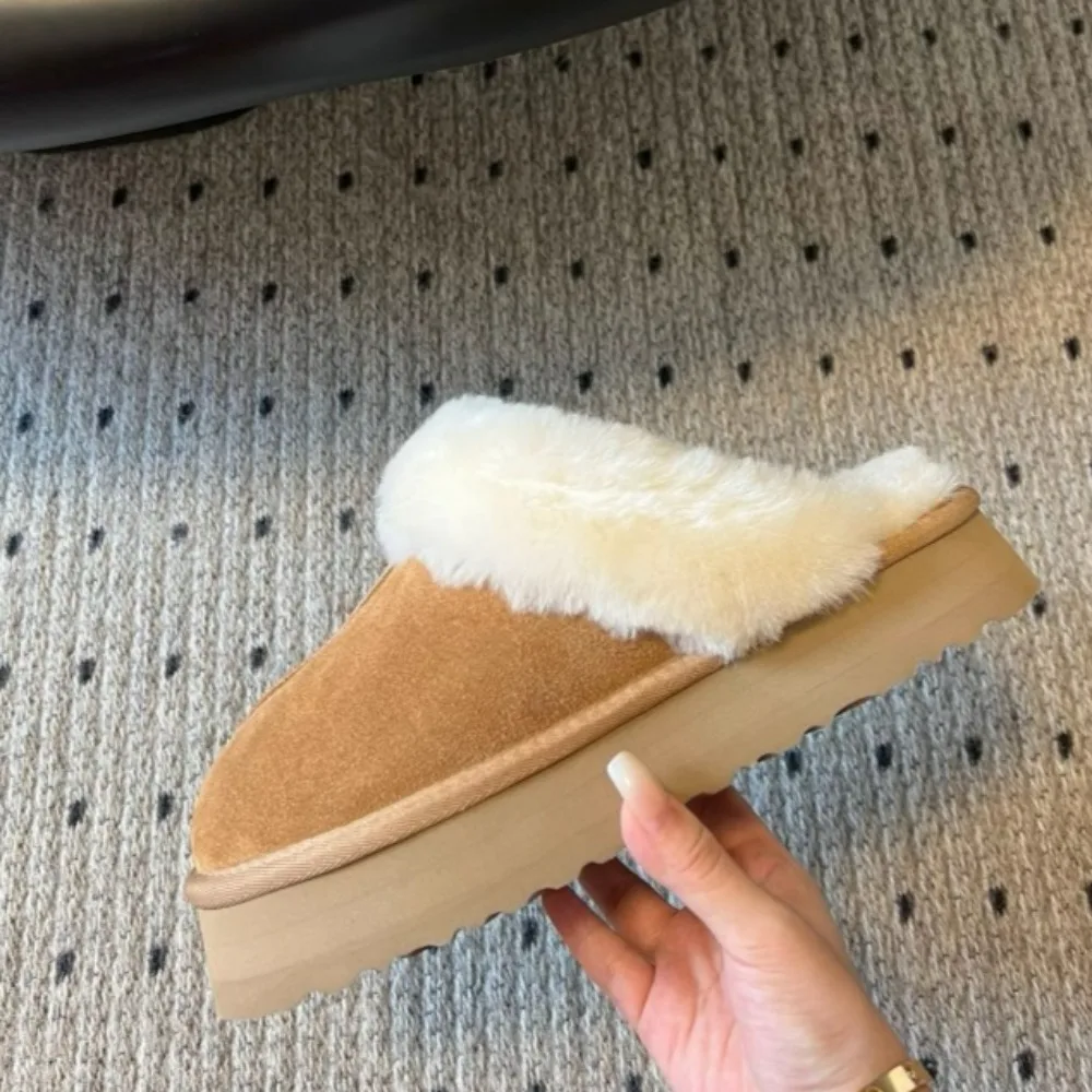 NIGO/женские модные шерстяные зимние ботинки осенне-зимние теплые тапочки с