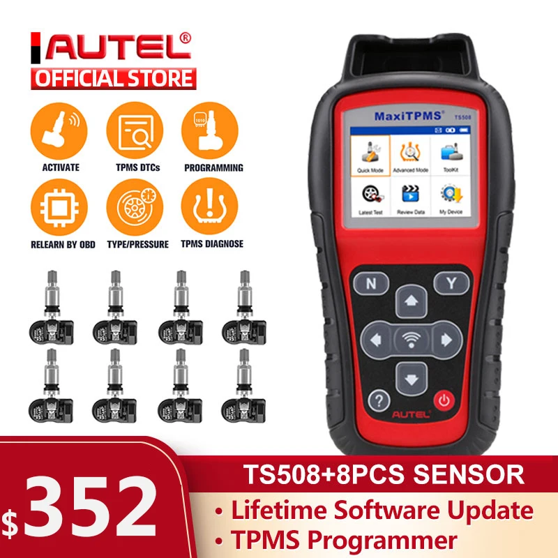 Autel MaxiTPMS TS508K новейший TPMS Relearn автомобильный диагностический инструмент и 8 шт. 2в1