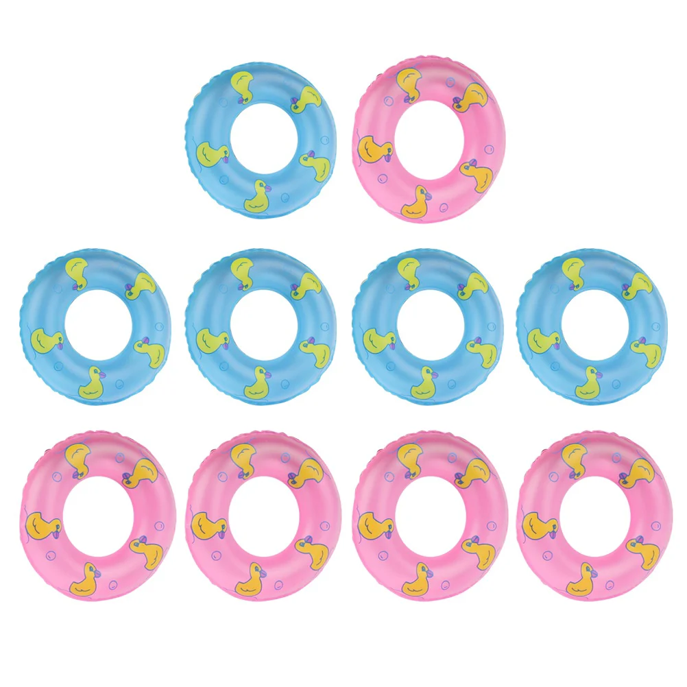 

10pcs Swim Rings Mini Inflatable Floating Toy Accessories Printing Swim Rings for Summer (Random Color)