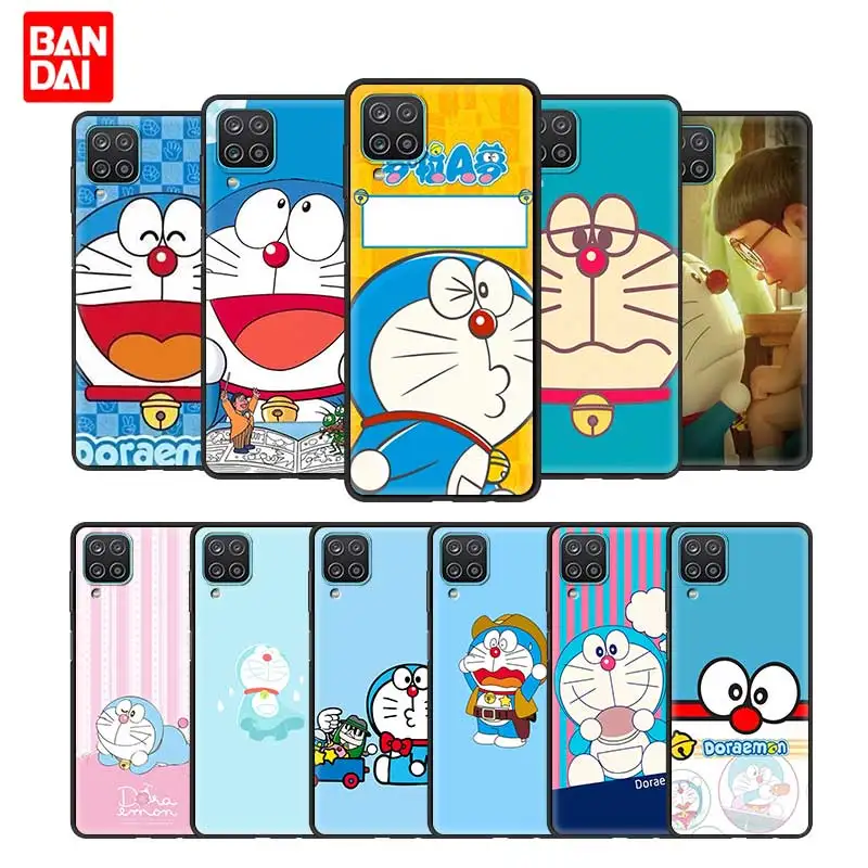 

Cute Kawaii Doraemon Case for Samsung Galaxy A12 A02 A02s A21s A22 A32 A51 A52 A72 4G 5G Silicone Capinha Black Cover Capa Funda