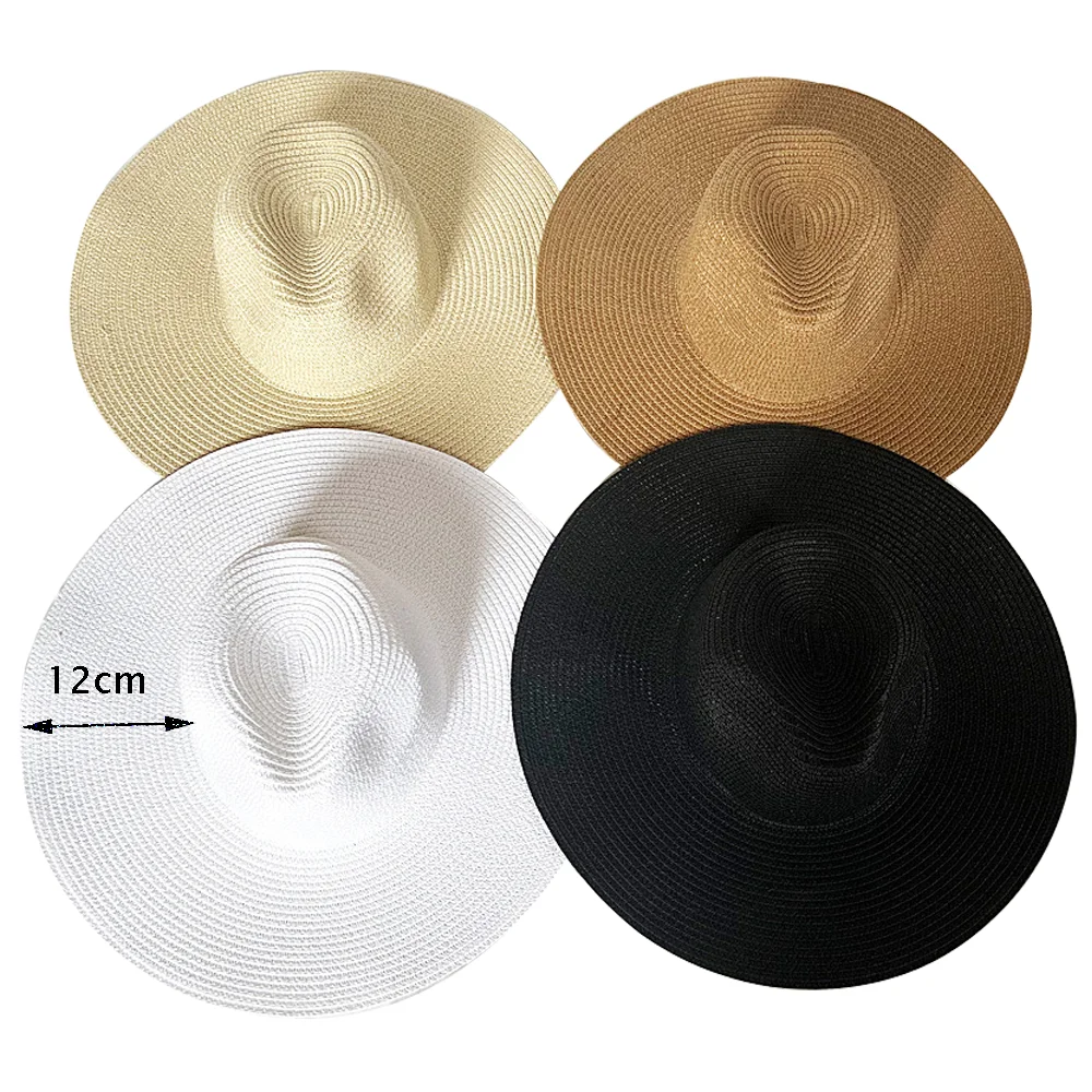 

Шляпа соломенная для мужчин и женщин, Пляжная шапка с широкими полями 12 см, летняя