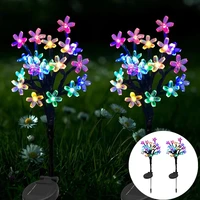 led solar fairy garden lights colorful cherry blossoms solar decorative flower landscape lamps for home park fence garden decor