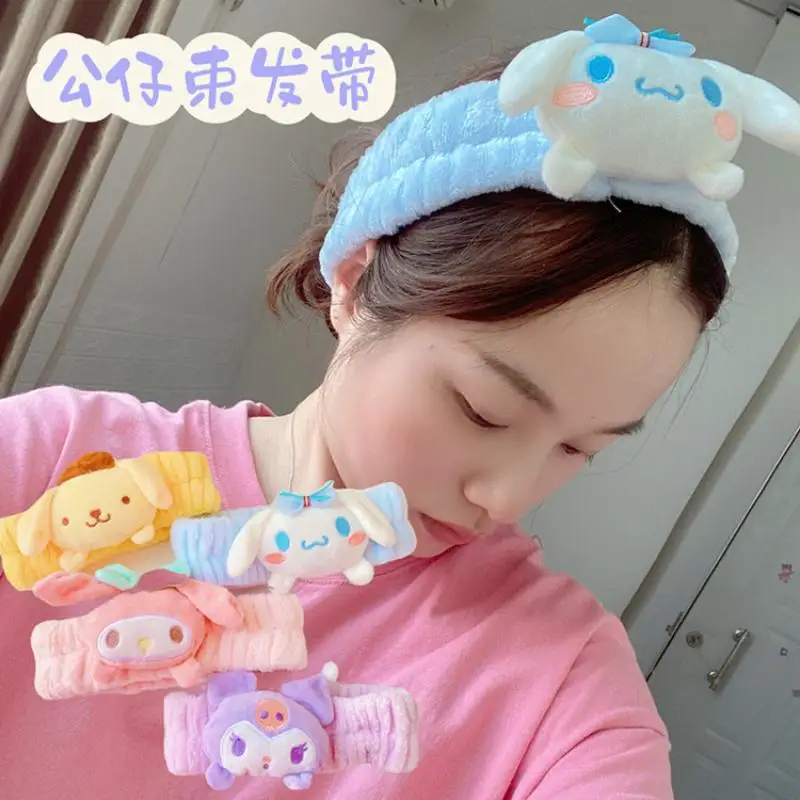 

Kawaii Sanriod Anime Hobby Mymelody Kuromi Cinnamoroll Cartoon Cute Home Ladies Face Wash Hair Rope Mask Headband Hair Band