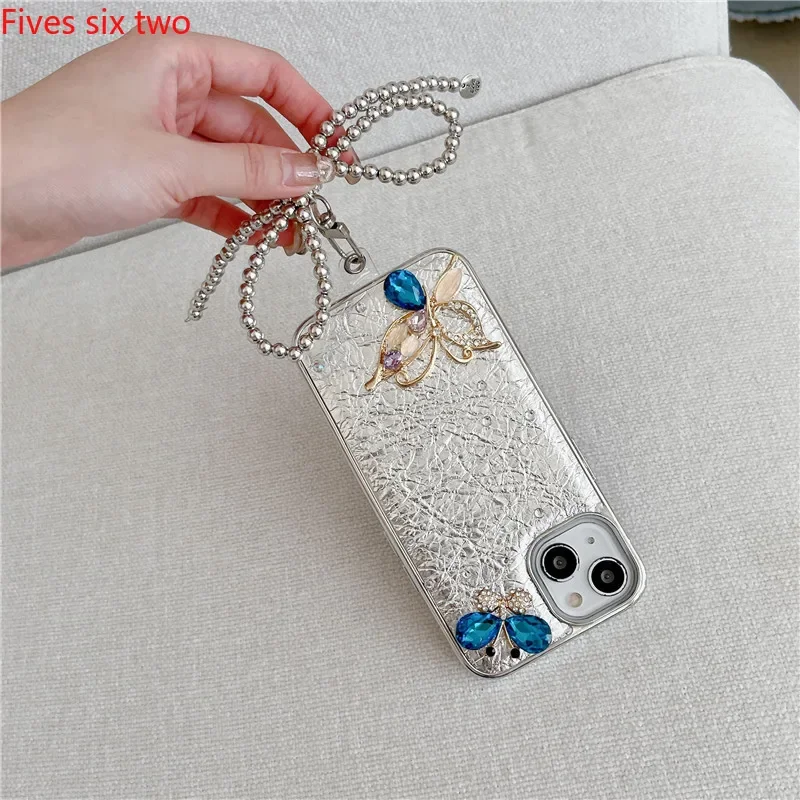 Блестящие чехлы для телефонов с 3d-изображением бабочек кристаллов браслетов iPhone