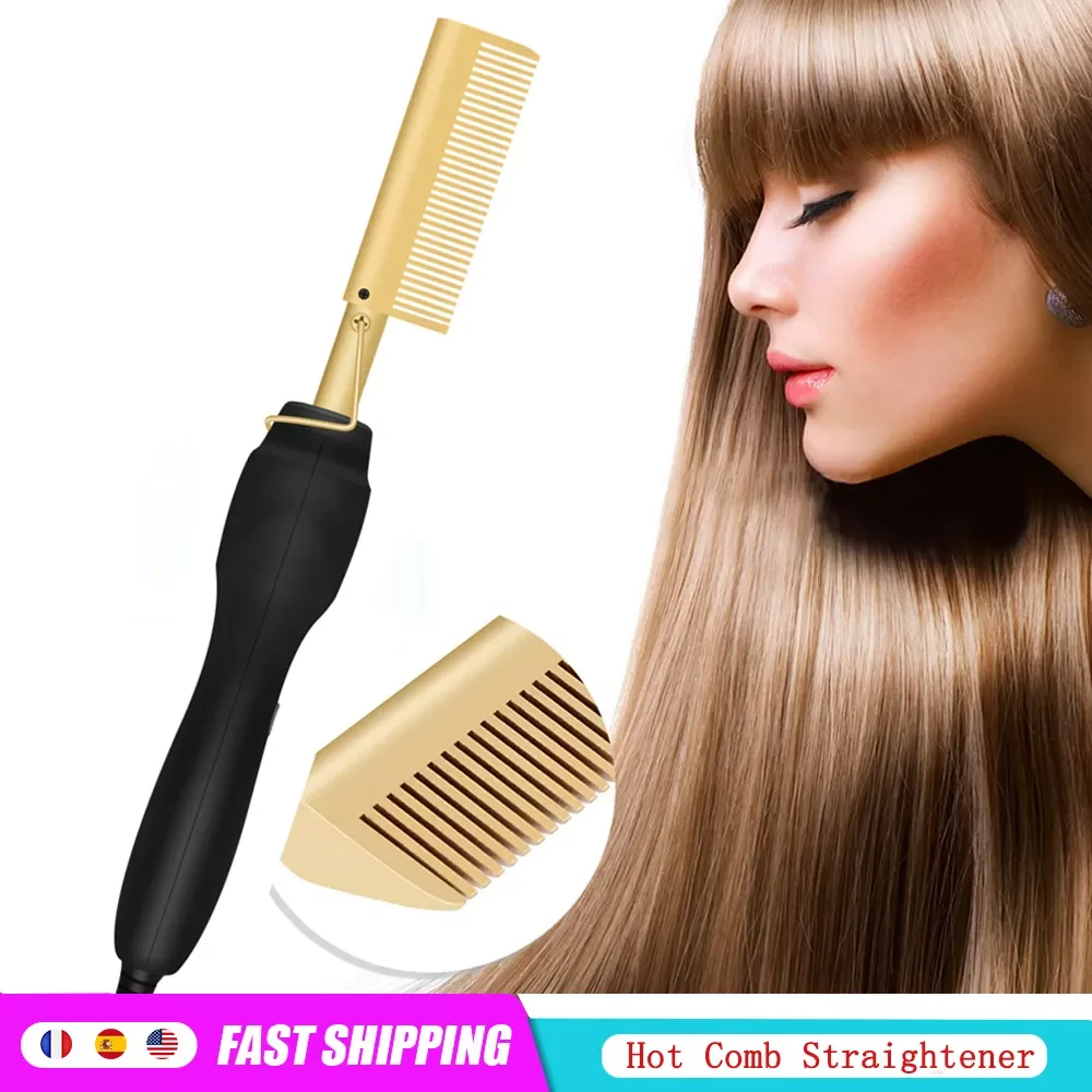 New in Straightener Curler Hair Hot Comb Wet and Dry Use Professional Straightener Brush   Alloy Comb Dropshipping free shipping