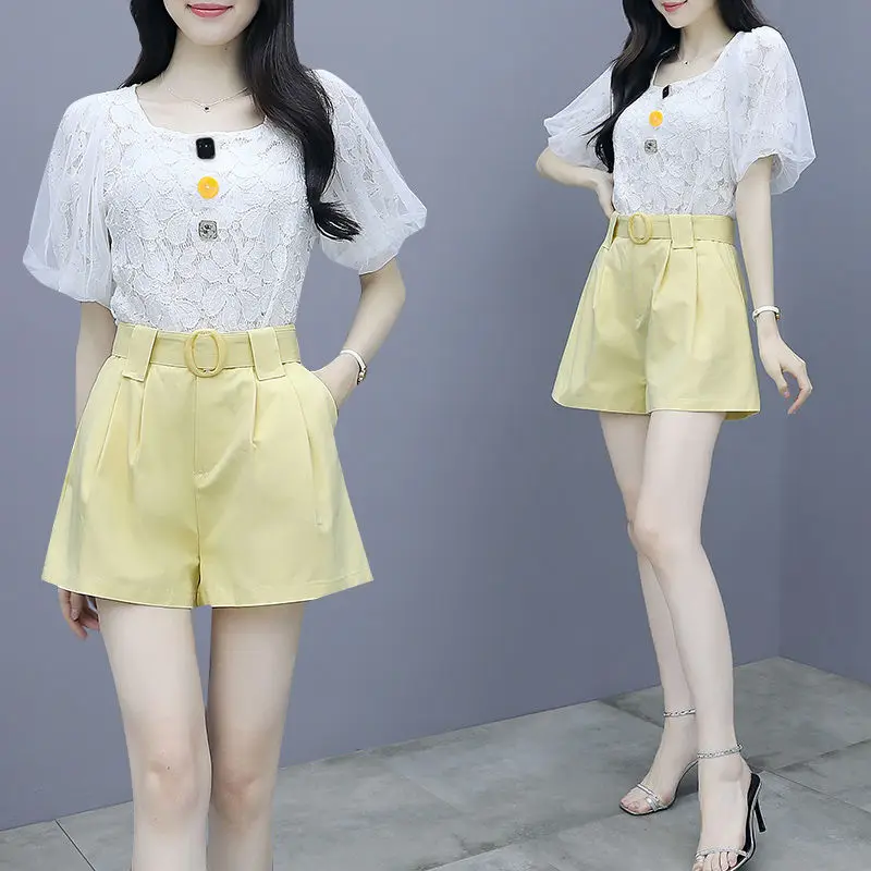 

Women's Summer Clothes Outfits Matching Two Piece Sets Casual Shorts Tops Fashion Suit Office Lady Shirts Women J519