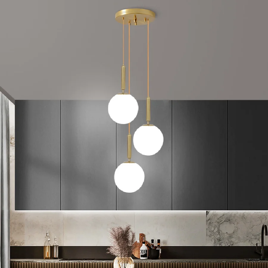 

Modern LED Glass Ball Chandelier Lighting For Home Dining Room Indoor Hotel Lobby Decor Stairs Brass Hanging Lamp Lustres