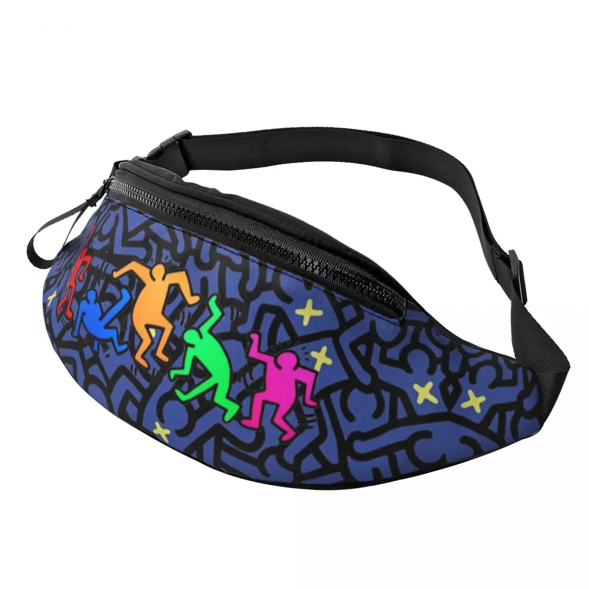 

Graffiti Art Haring Crazy Dancer Fanny Pack for Cycling Camping Women Men Keith Abstract Crossbody Waist Bag Phone Money Pouch