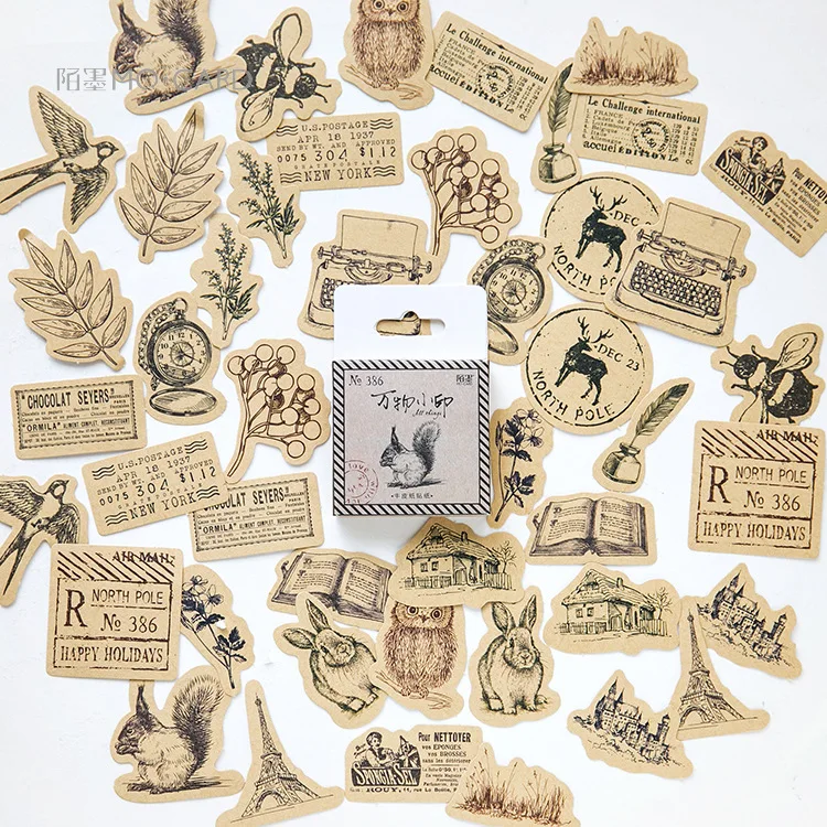 

45 Pcs/pack Vintage Small Animals Mini Cute Paper Sticker Decoration Diary Scrapbooking Label Sticker Kawaii Stationery