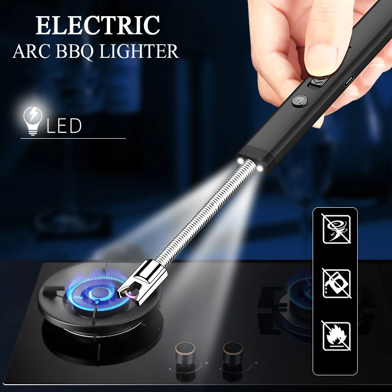 

2023 New 360 ° Rotable Igniter Outdoor Windproof Barbecue Pulse Flameless Candle Single Arc Unusual Lighter Kitchen Tool