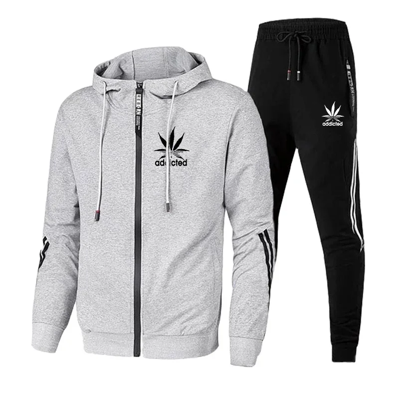 Новинка мужские спортивные костюмы куртки на молнии с длинным рукавом и брюки